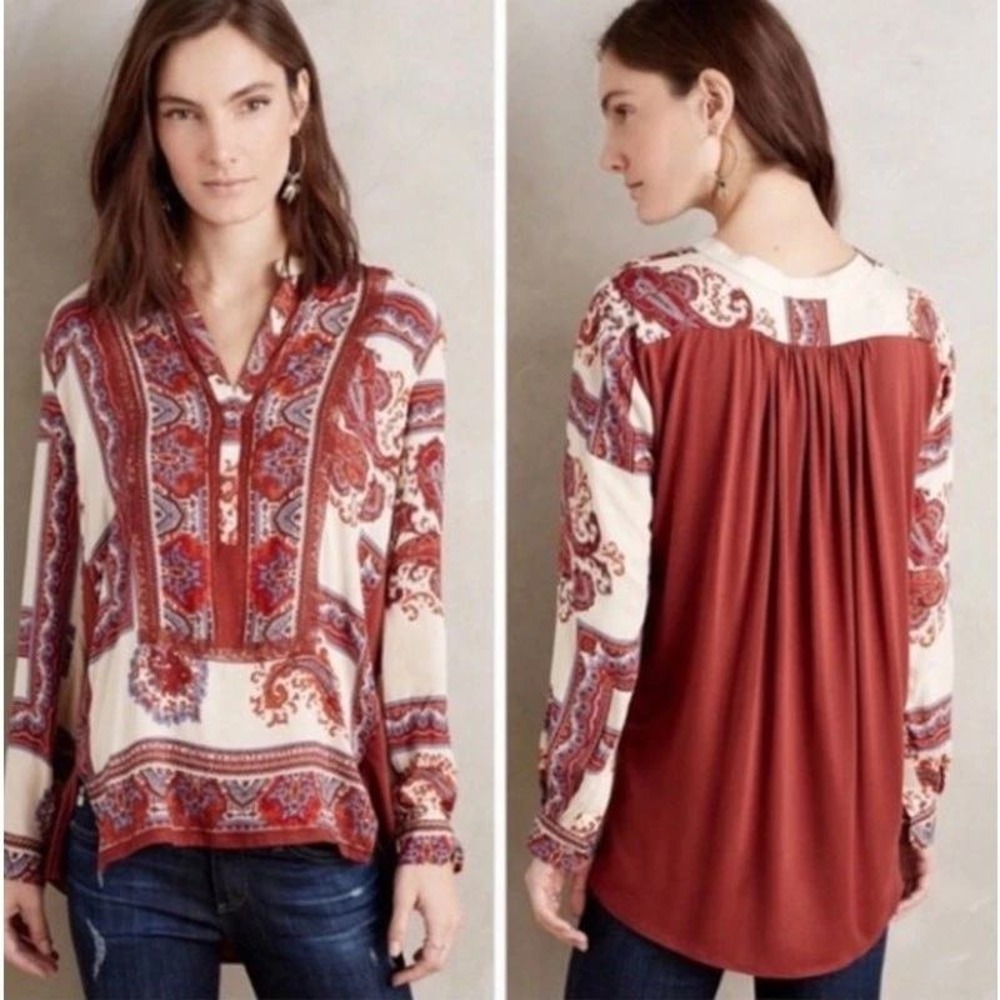 Anthropologie TINY Paisley Tunic Boho Nahara Top Size Small Festival Goa Slouchy